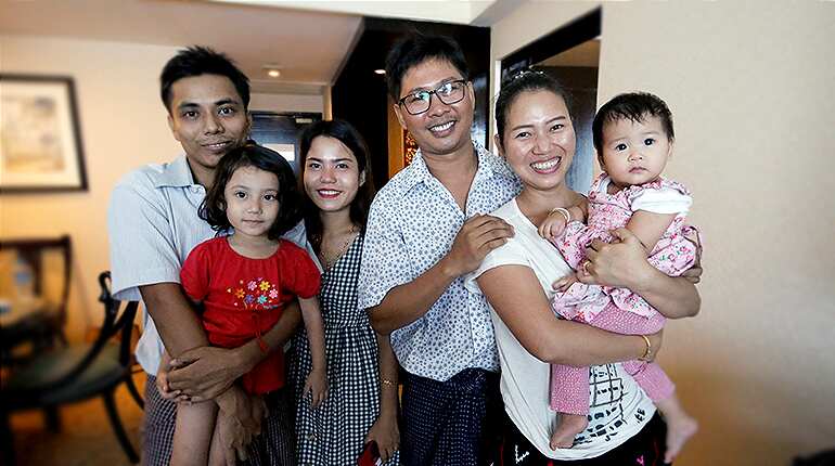 Reuters journalists jailed in Myanmar reunite with families