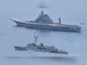 'Varuna' day 3: Multi-helicopter operations with cross deck landings undertaken by Indian, French navies