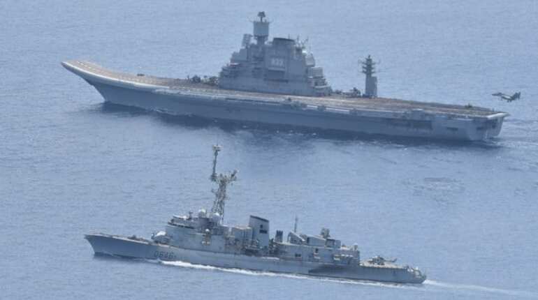 'Varuna' day 3: Multi-helicopter operations with cross deck landings undertaken by Indian, French navies