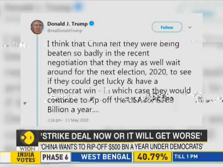 Trump warns China to strike a Trade Deal or Face Worse Terms
