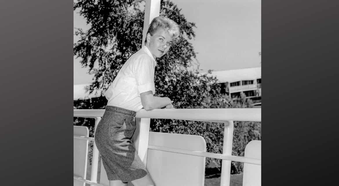 Actor and singer Doris Day poses at the Sahara Hotel- Casino in Las Vegas