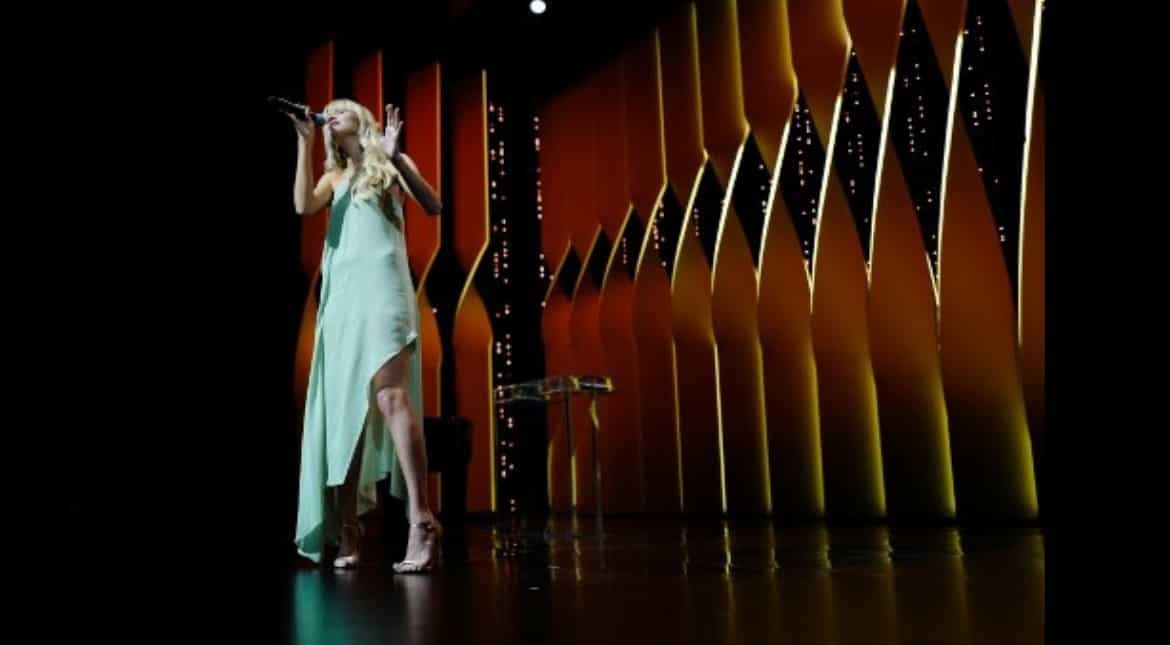 Angele Van Laeken performs at the opening of Cannes