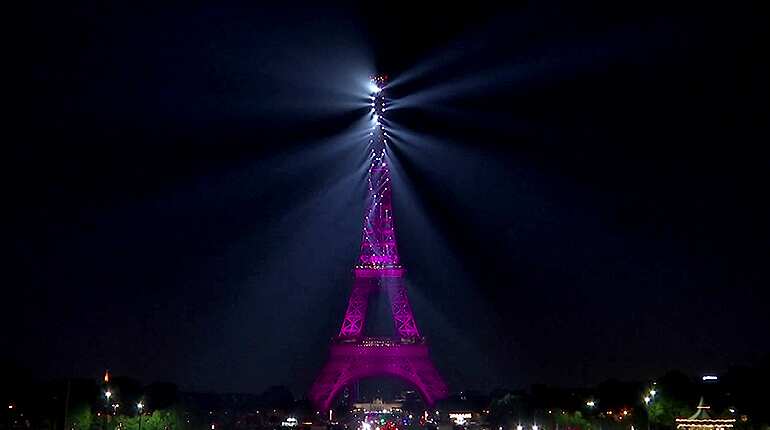 With elaborate light show, Paris wished the Eiffel Tower a happy birthday Wednesday night