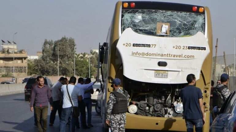 Bomb blast hits tourist bus near Egypt pyramids, 17 injured