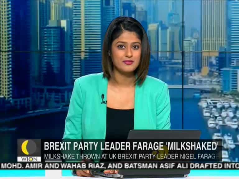 Brexit Party's Nigel Farage doused with milkshake on campaign