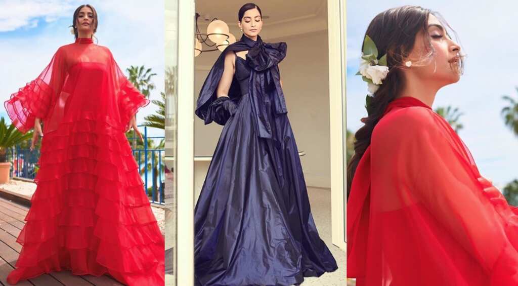 Red or Purple, which Sonam Kapoor's Cannes 2019 look do you prefer?