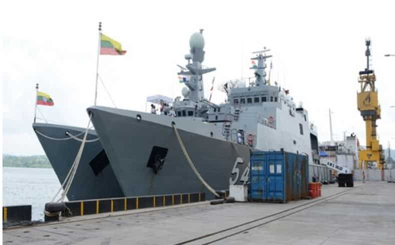 Myanmar Navy ships arrive to participate in 8th Indo-Myanmar coordinated patrol at Andaman