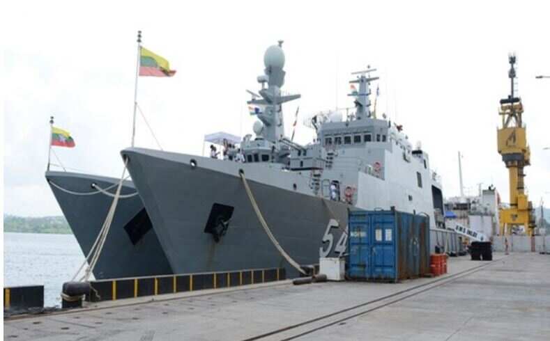 Myanmar Navy ships arrive to participate in 8th Indo-Myanmar coordinated patrol at Andaman