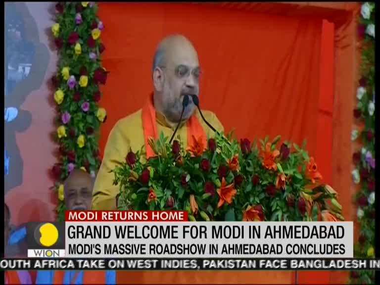 BJP President Amit Shah accompanies Modi in Ahmedabad