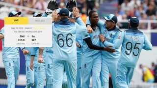 England beat South Africa by 104 runs in Cricket World Cup opener