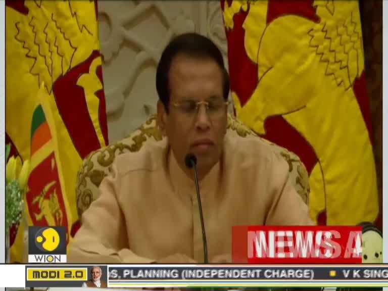 Sri Lankan President Maithripala Sirisena addresses press conference