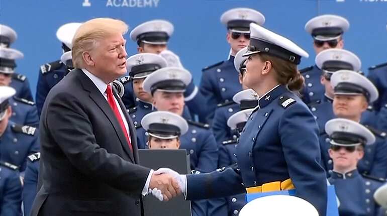 Trump shakes nearly 1,000 hands at Air Force Academy