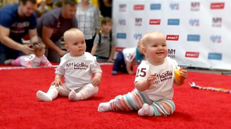 Quickest crawler crowned in Lithuanian baby race