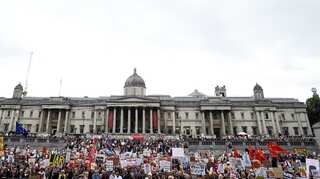 Thousands protest against Trump in London but fewer than last year