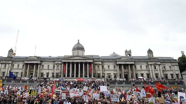 Thousands protest against Trump in London but fewer than last year