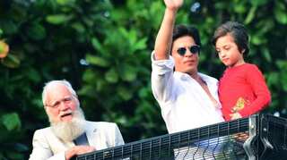 In pics: Shah Rukh Khan wishes fans on Eid with son AbRam and chat show host David Letterman