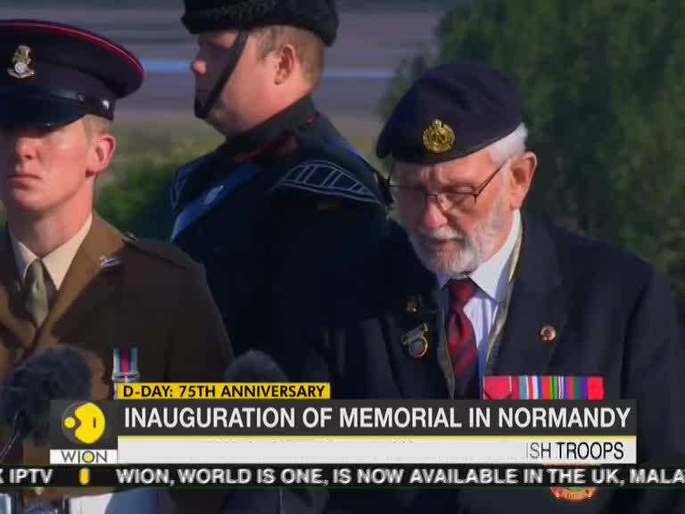 Emmanuel Macron, May delivers speech on inauguration of memorial in Normandy