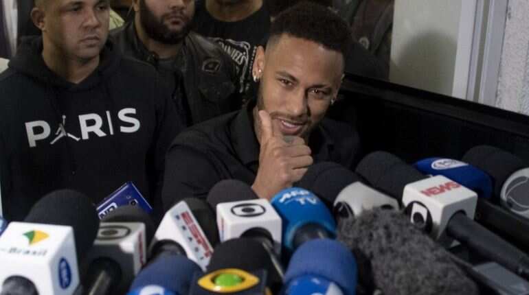Brazil's Neymar records statement on wheelchair in Rio police station over rape accusation