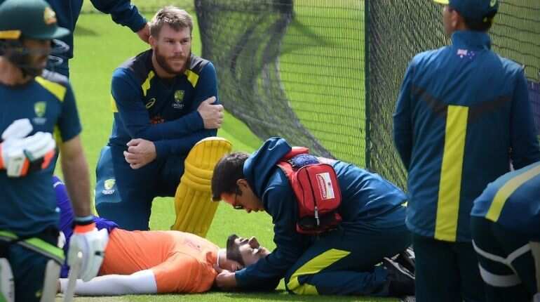 World Cup: Net bowler hospitalised after getting hit on head by David Warner's shot during practice World Cup: Net bowler hospitalised after getting hit on head by David Warner's shot during practice