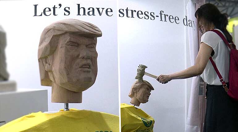 Trump-bashing gets physical at China tech show