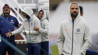 Watch: Injured Shikhar Dhawan during India's practice session ahead of New Zealand clash