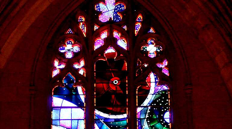 A 3.6 billion-year-old moon rock shines in Washington National Cathedral