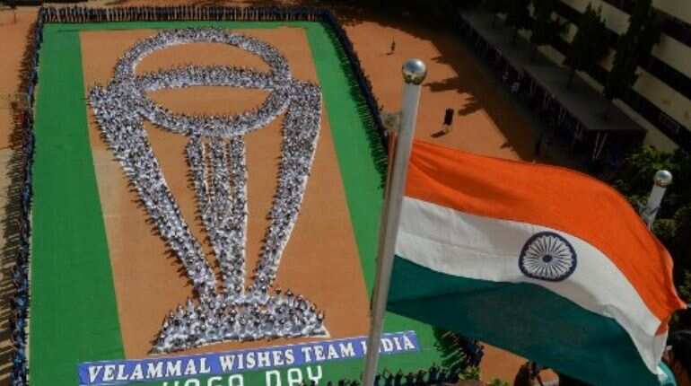 Yoga day celebration to cheer up for World cup