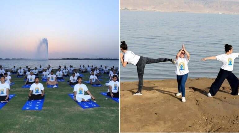 Earth's lowest elevation, Dead Sea celebrated Yoga day