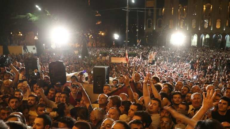 Georgians angry over Russian lawmaker's visit try to storm parliament