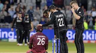 Carlos Brathwaite's century in vain as New Zealand beat West Indies by five runs