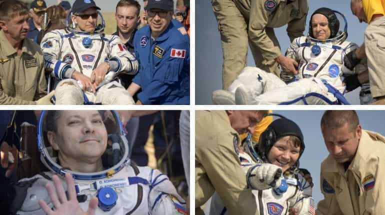 Russian, North American astronauts return to earth Russian, North American astronauts return to earth