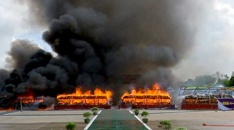 Thailand and Myanmar burn illegal drugs to mark International Day Against Drug Abuse and Illicit Trafficking