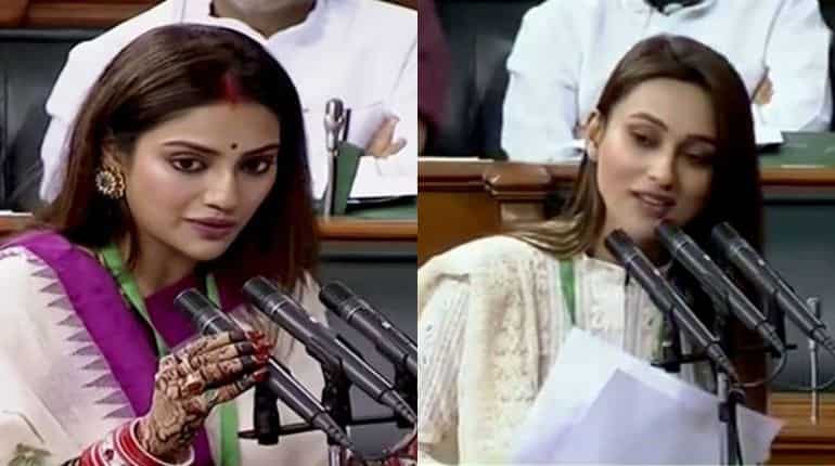 Newly wed actress Nusrat Jahan and Mimi Chakraborty take oath as Lok Sabha members Newly wed actress Nusrat Jahan and Mimi Chakraborty take oath as Lok Sabha members
