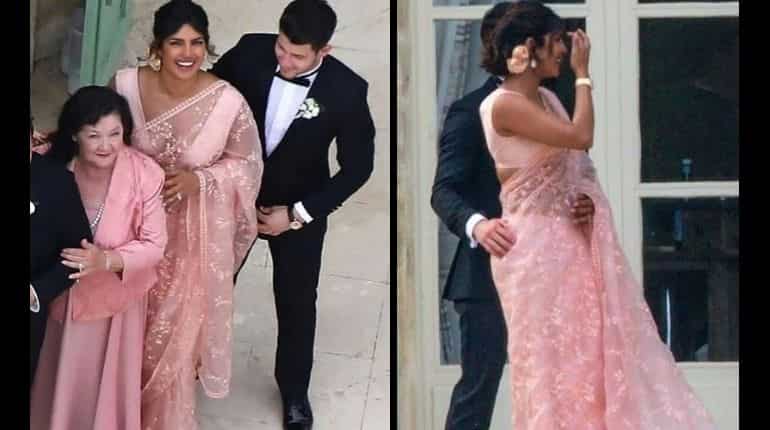 Priyanka Chopra turns heads in pink saree at Joe Jonas-Sophie Turner wedding Priyanka Chopra turns heads in pink saree at Joe Jonas-Sophie Turner wedding