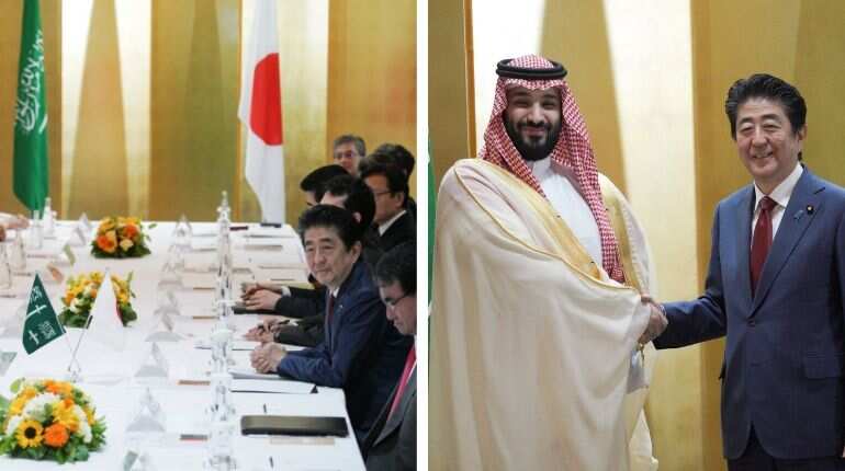 Japanese Prime Minister Shinzo Abe offers Saudi crown prince, Mohammed bin Salman help in reducing oil dependency Japanese Prime Minister Shinzo Abe offers Saudi crown prince, Mohammed bin Salman help in reducing oil dependency