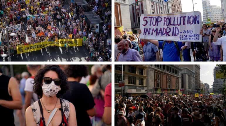 Protest in Madrid as conservatives suspend ban on most polluting cars Protest in Madrid as conservatives suspend ban on most polluting cars