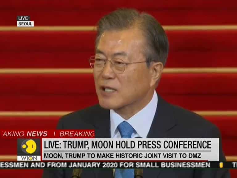 Donald Trump holds bilateral with Moon Jae-in