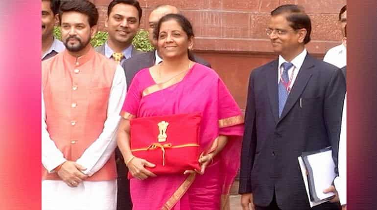 Finance minister Nirmala Sitharaman arrives in Parliament to present Budget