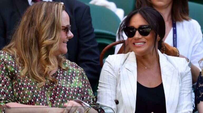 Meghan Markle carried a bit of her son Archie as she watched Wimbledon with friends Meghan Markle carried a bit of her son Archie as she watched Wimbledon with friends