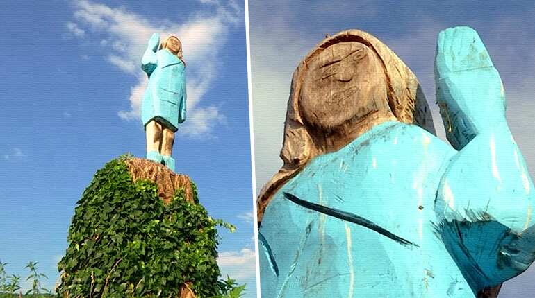 Melania Trump statue unveiled in Slovenia