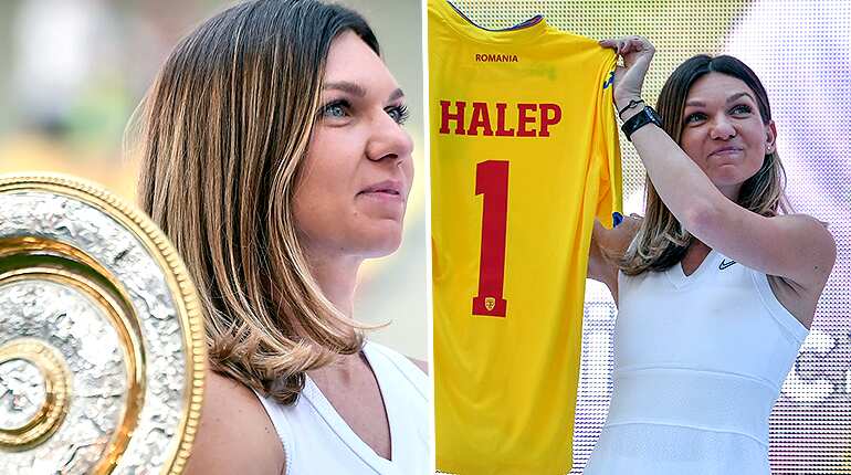 Halep presents Wimbledon trophy to fans in Romania