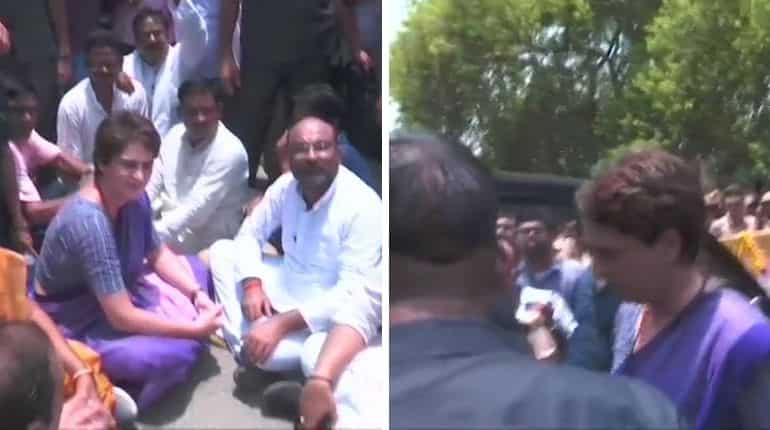 Uttar Pradesh: Priyanka Gandhi detained on her way to meet firing victims Uttar Pradesh: Priyanka Gandhi detained on her way to meet firing victims