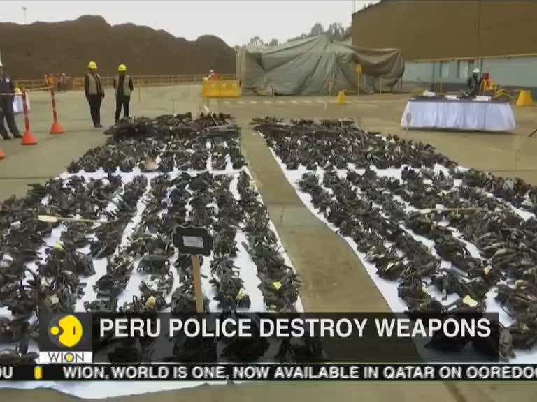 Peru police destroy thousands of illegal weapons