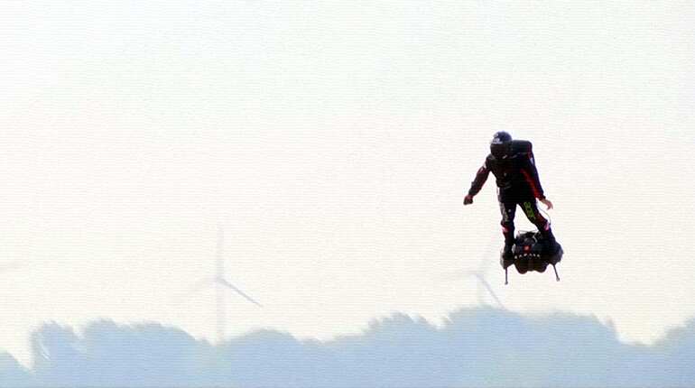 Flying Frenchman's hoverboard bid to cross Channel scuppered by fuel mishap