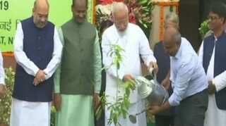 PM Modi plants saplings in Parliament as part of plantation drive