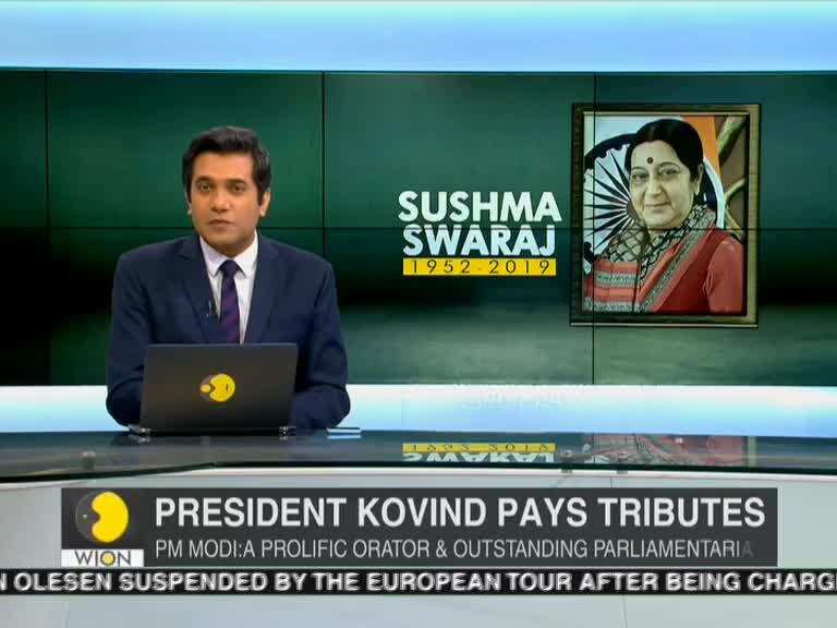 Sushma Swaraj's body being taken to BJP HQ