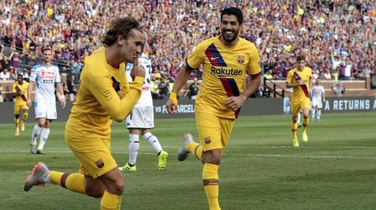 Luis Suarez's brace, Antoine Griezmann goal power Barca over Napoli Luis Suarez's brace, Antoine Griezmann goal power Barca over Napoli
