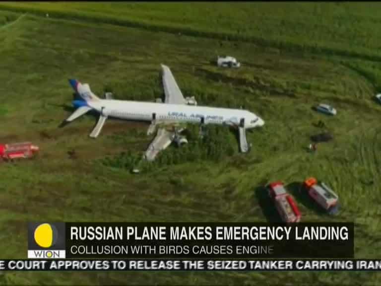 Russian plane makes emergency landing, lands in cornfield