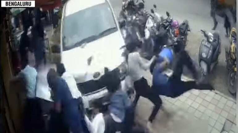 Watch scary visuals: Drunk driver runs car over pedestrians in Bengaluru