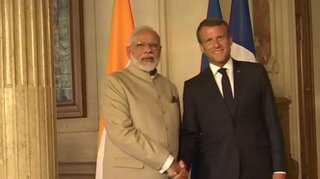 PM Modi meets French President Macron; delegation-level talks begin